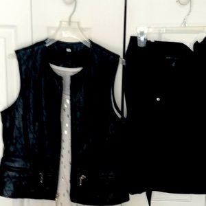 White House black market skirt and leather vest